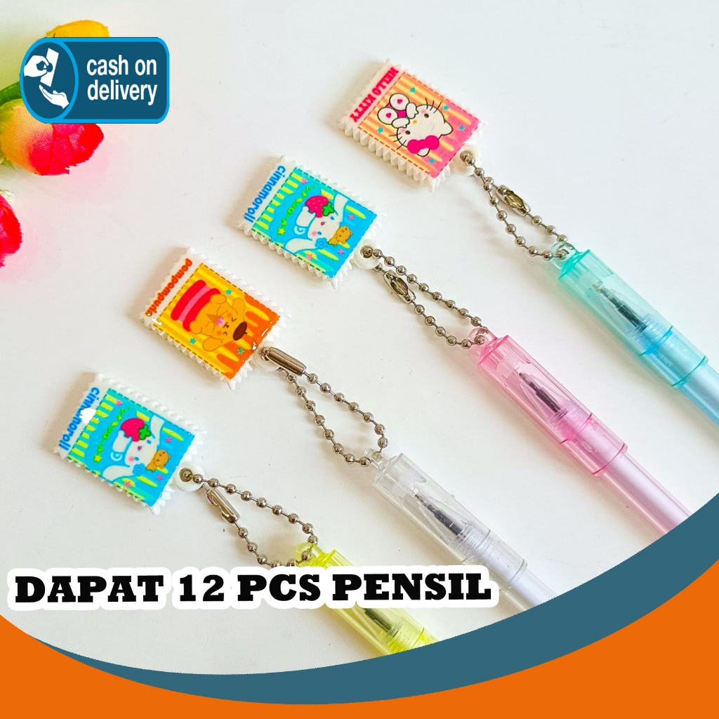 

SELUSIN PULPEN PAPAN NAMA KOTAK SANRIO ISI 12 PCS LUCU PEN GANTUNGAN BOLPEN ALAT TULIS KANTOR COD TERMURAH