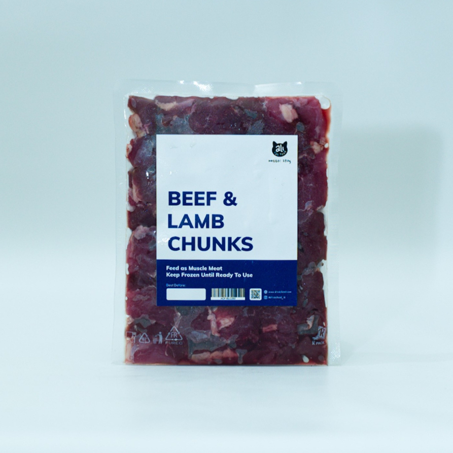 Beef & Lamb Chunks - Ali Cat Food - Raw Food - Makanan Kucing
