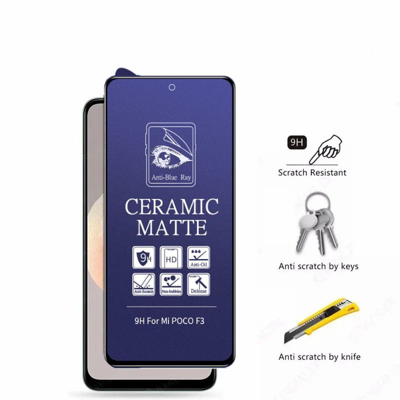 PAKET TG OPPO A17K / OPPO A17 Tempered Glass Ceramic Anti Blue 9H Anti Radiasi Anti Gores Pelindung 