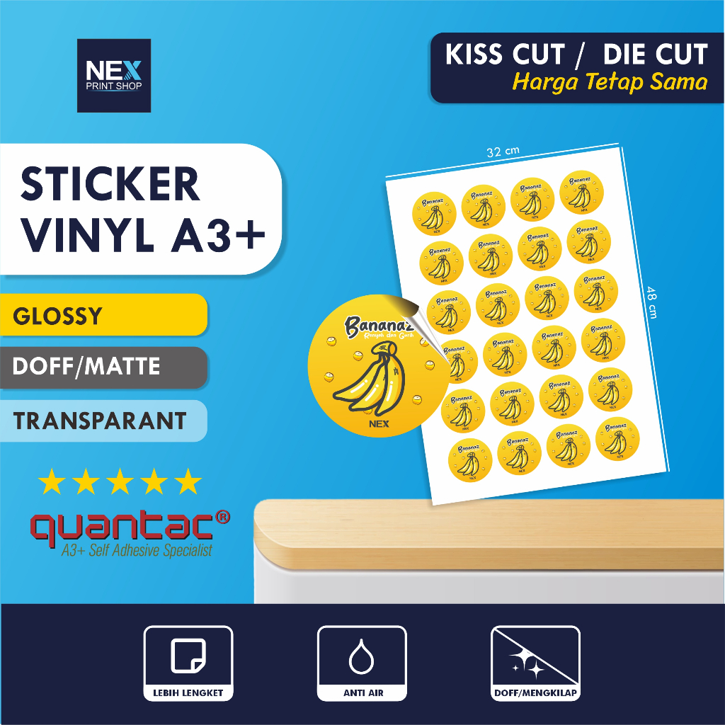 

Cetak Stiker Label Vinyl A3+ (Print + Cutting)