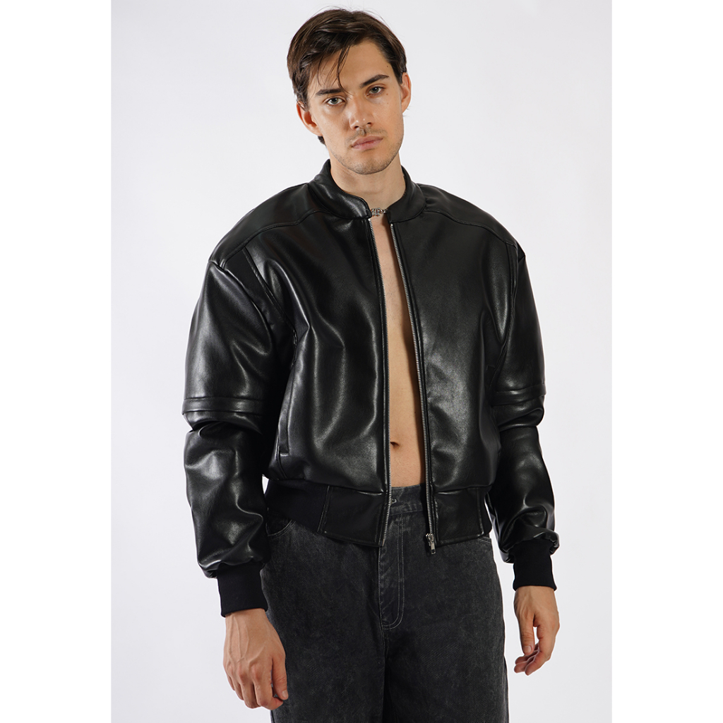 OCWA NATE DETACHABLE LEATHER JACKET BLACK