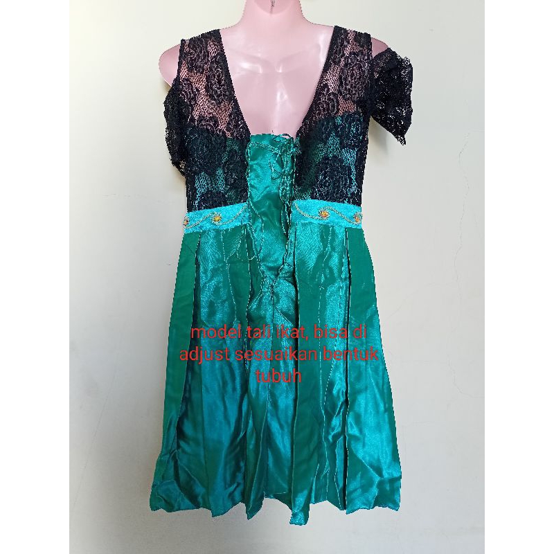 Dress Pesta Hijau Tosca Brokat Hitam