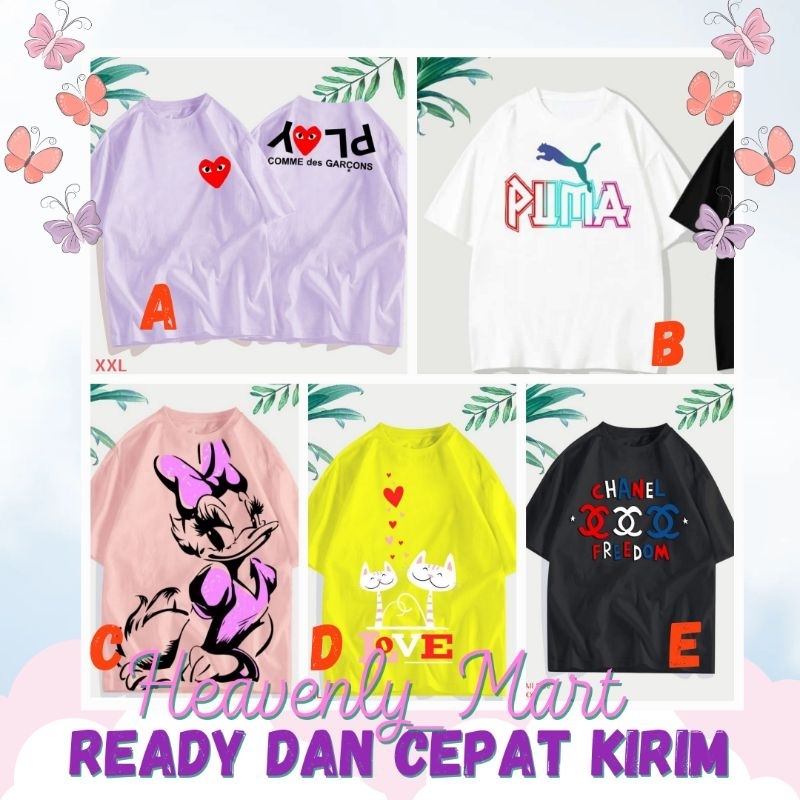 XXL Kaos Pria Wanita Distro Oversized 100% Katun Combed 30s T-Shirt Baju Atasan Unisex Lengan Pendek