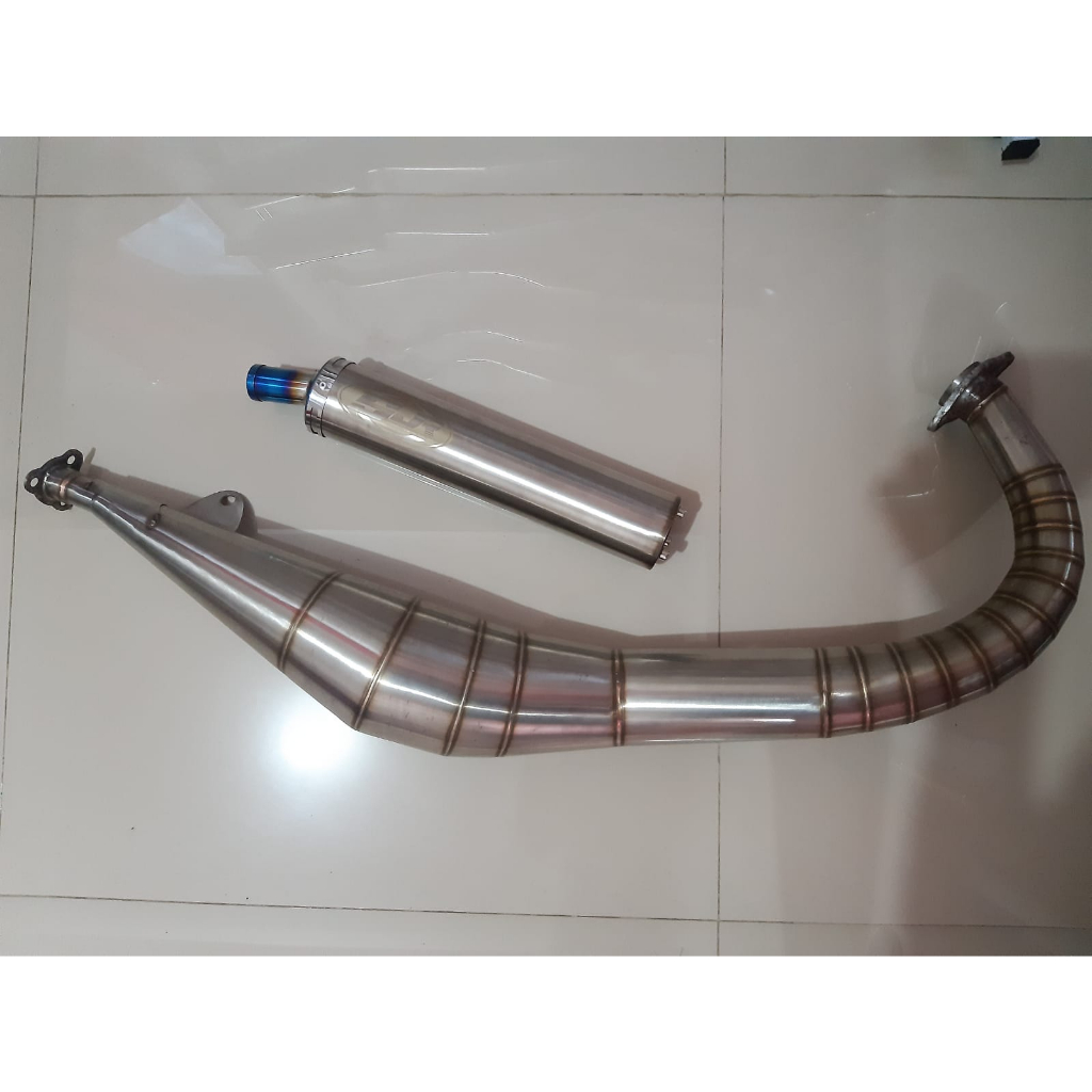 Knalpot SJR exhaust racing system pipe on full stainless Yamaha RXZ - Knalpot Yamaha RXZ model pipe 
