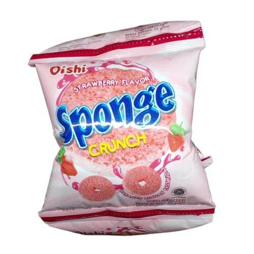 

Oishi Sponge Crunch strawberry 9gr Renceng Renteng isi 10, eceran 1000an