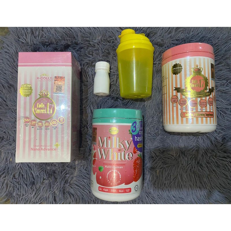 PAKET LENGKAP 1 MILKY WHITE, 1 KCOLLY SWEET17,1 KCOLLY ADVANCE Anti Aging Makeup