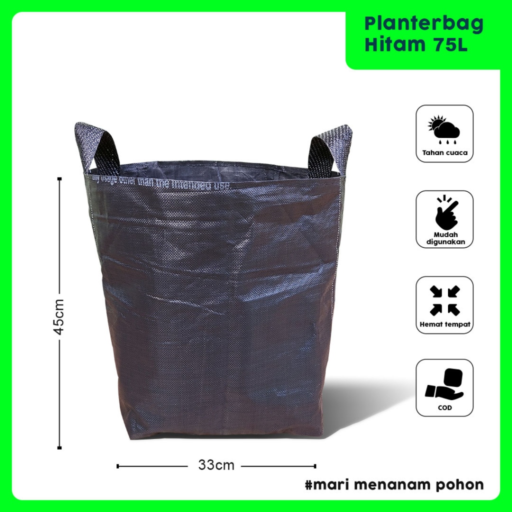 Planter Bag 75 Liter Ukuran 45x45 Polybag Besar Untuk Pot Tanaman Buah