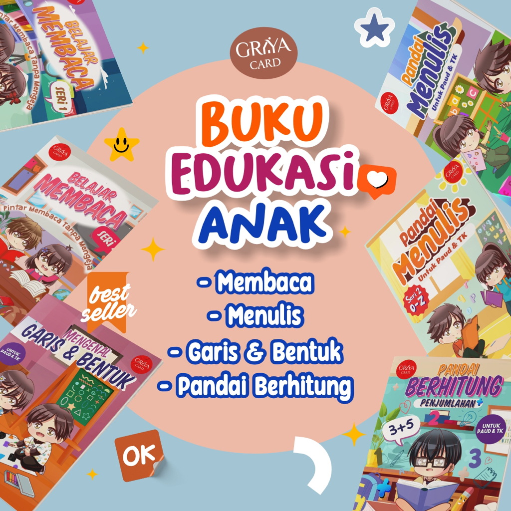 BUKU EDUKASI ANAK | UNTUK TK & PAUD | BUKU MEMBACA MENULIS BERHITUNG | BUKU MENGENAL GARIS BENTUK