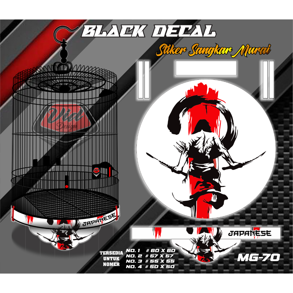 Stiker Decal Tebok Sangkar Murai Ronin Samurai No 1 2 3 4