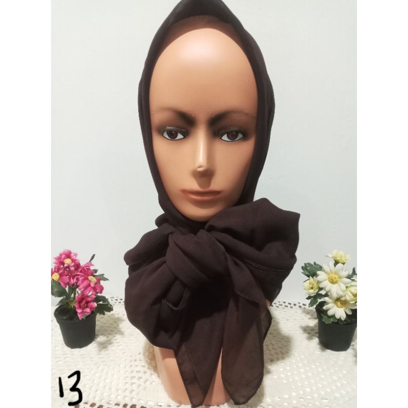 hijab/jilbab segi empat polos premium/kerudung segi empat polos Polycotton/katun