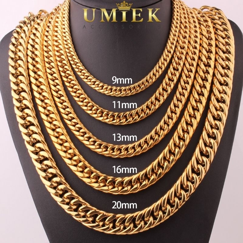 Kalung Titanium Rantai Besar Emas Gold Kuning Pria Wanita Anti Karat Panjang Cowok Cewek Original
