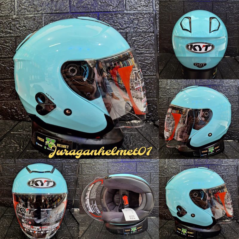 HELM KYT KYOTO SOLID AQUA BLUE|NEW HELM KYT KYOTO