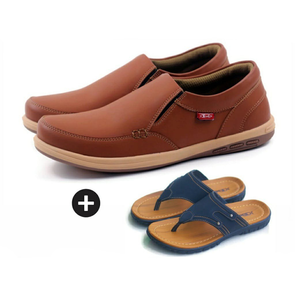 Joemen Sepatu Pria Kulit J 21 Free Sandal 01 Anti Slip Termurah