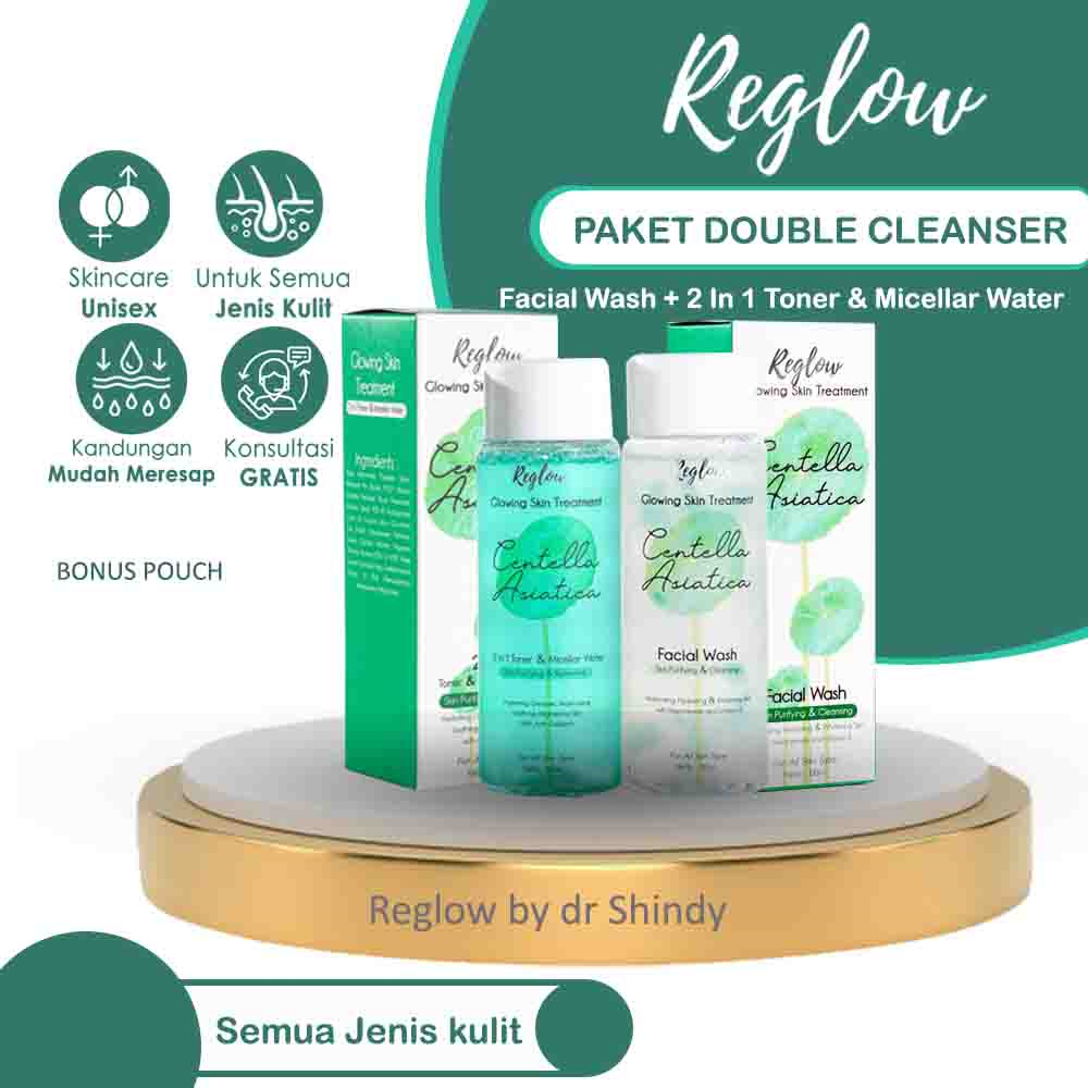 PROMO 11.11 Reglow Skincare Paket Double Cleansing 2 In 1 Toner &amp; Micellar Water Facial Wash