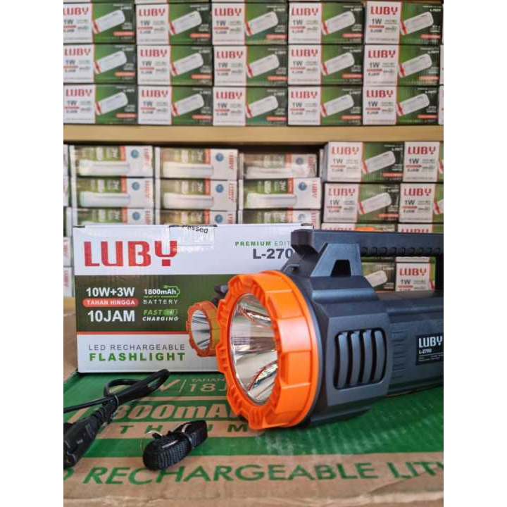 Senter Tangan Luby Senter Lampu Rechargeable Flashlight Senter LUBY