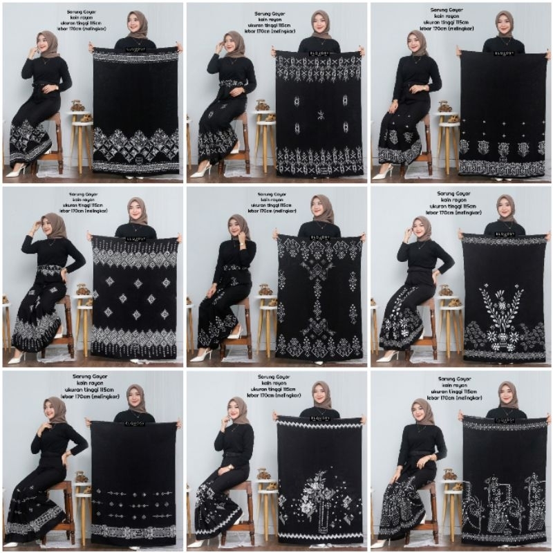 (COD) Sarung Goyor Gloyor/ Sarung Wanita Motif Hitam-Putih/ Sarung Perempuan rayon adem terlaris