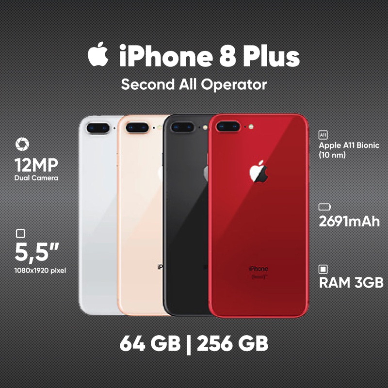 SECOND IPHONE 8PLUS 100% ORIGINAL ANTI REKONDISI FULLSET