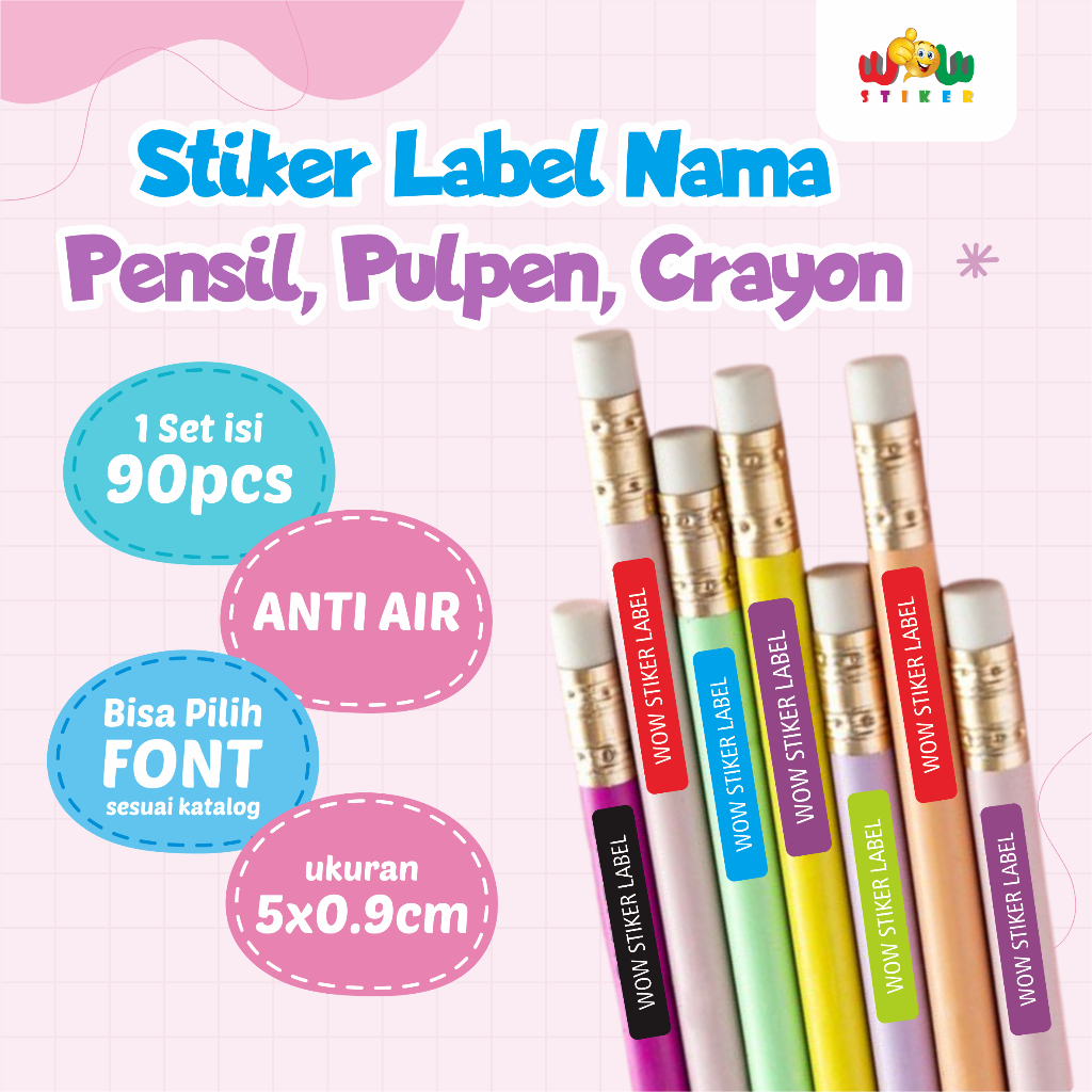 

(Isi 90 pcs) Stiker Label Nama Pensil Pulpen Crayon Waterproof