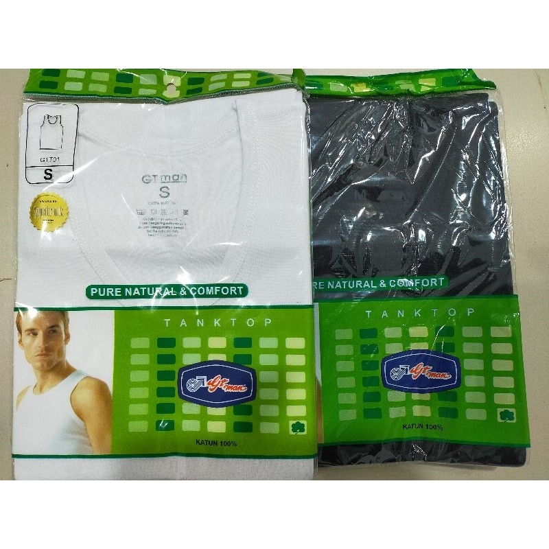 Singlet GT Man Polos Putih & Hitam / singlet pria gt man Gtt