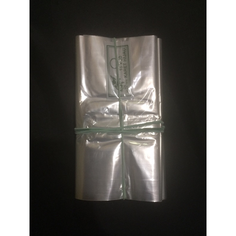 Plastik ukuran 15x30 Cap gajah , karet hijau (tebal)