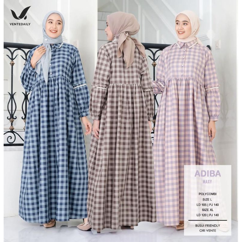Gamis Kotak Series Original Vente Daily Dress Busui Katun Polycotton Flanel Katun Tartan Premium/ Re
