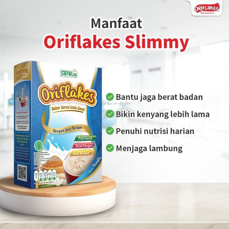 

ORIFLAKES SLIM DIET Makanan Aman Sehat Alami Sereal Pati Umbi Garut 350 gram