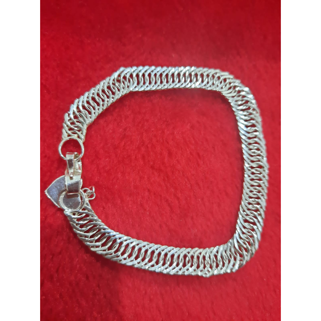 gelang perak asli dewasa motif rantai dandan wanita