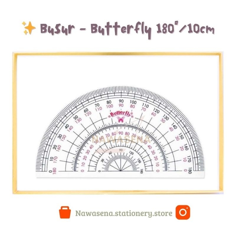 

✨Butterfly - Busur Derajat Matematika Plastik Mika Kaca 180°/10cm Penggaris
