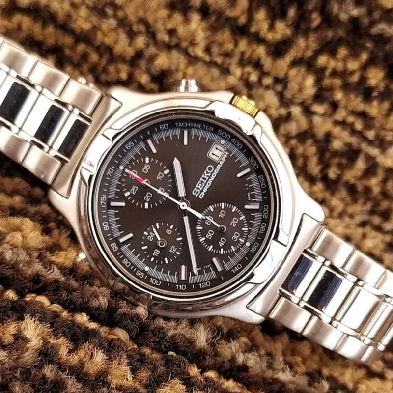 VINTAGE SEIKO 7T27 - 6A50 BULLHEAD CHRONOGRAPH JAPAN