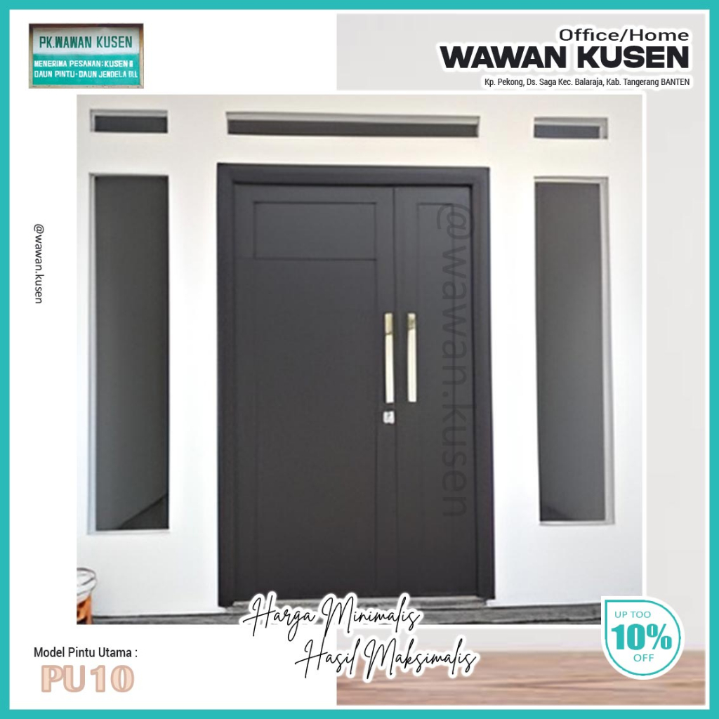 PINTU UTAMA KAYU MAHONI SOLID PREMIUM PINTU DEPAN KUSEN PINTU DAUN PINTU  / Model PU10