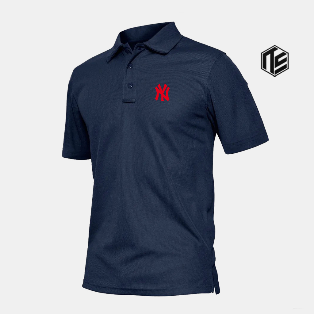 Kaos Polo Kerah Lengan Pendek Ny Text Merah Pria & Wanita Terkeren Unisex Baju Kerja Premium