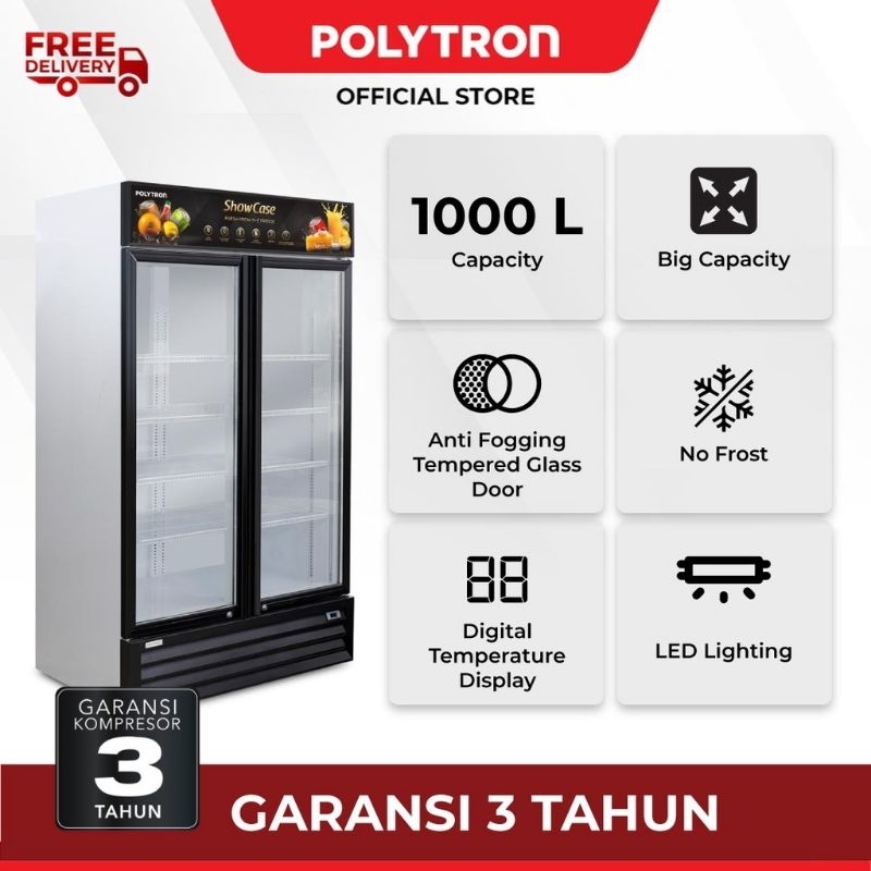 POLYTRON SHOWCASE LEMARI PENDINGIN MINUMAN 2PINTU 1000L SCN1020