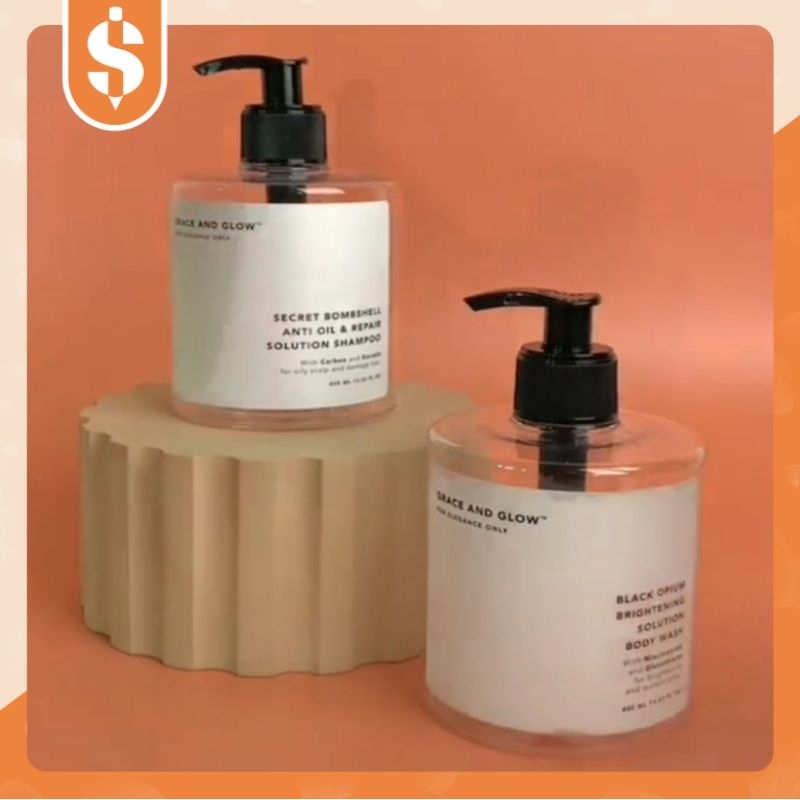 [READY TERMURAH] GRACE AND GLOW Body Wash / Shampoo 400 ml (botol kosong)