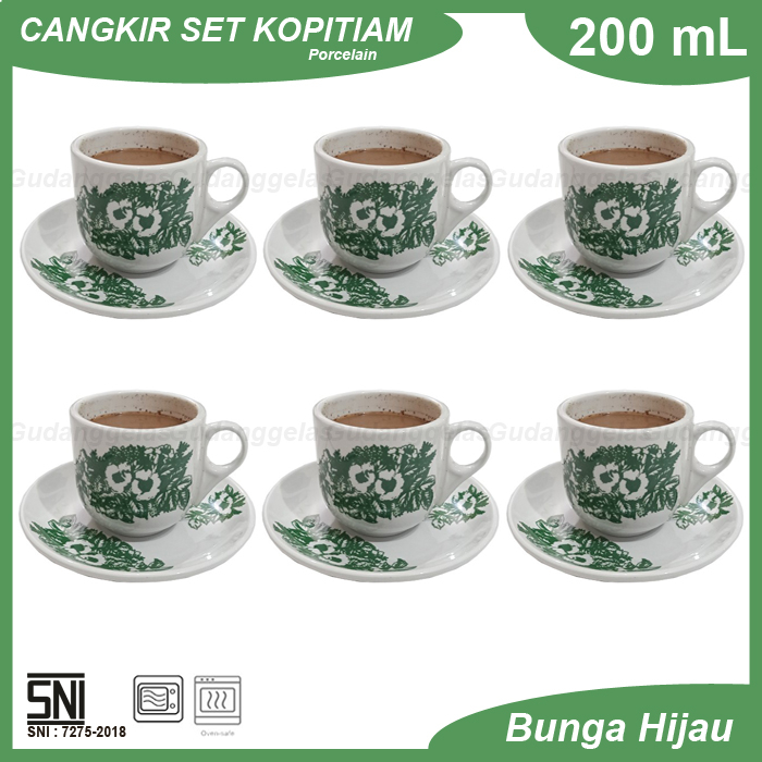 1 SET 6 PCS Cangkir Kopitiam/Gelas Kopitiam/Cangkir Kopi/Cangkir Keramik/Keramik/Cangkir Porcelain/C
