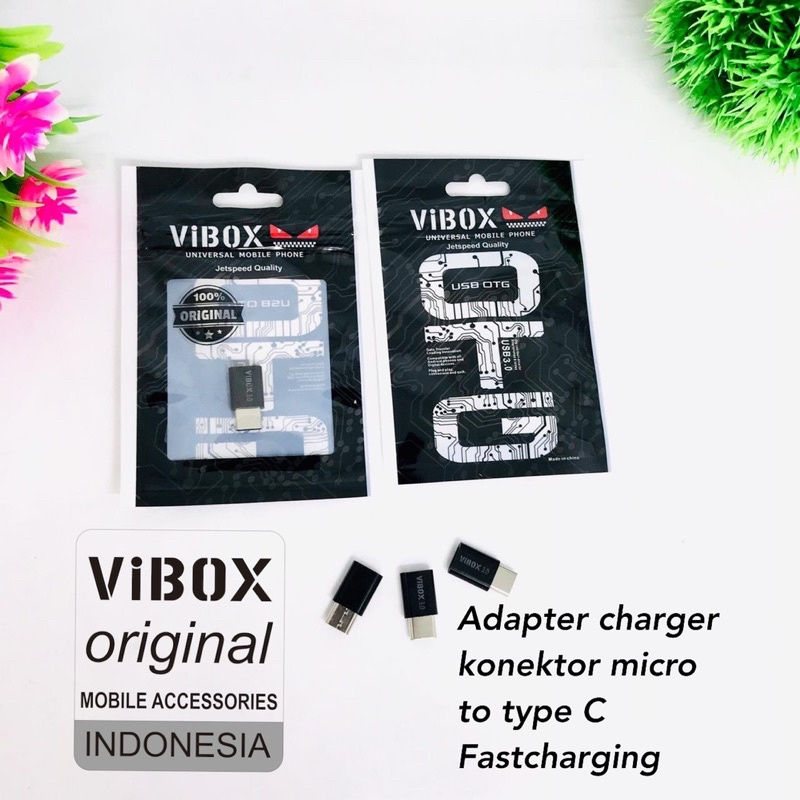 ~MINIGO~Vibox Converter Micro USB To Type C Charger Fast Charging QC3.0 High Speed Data Transfer 480Mbps Konverter Micro Usb Ke Tipe C  Model aukey Konektor Original