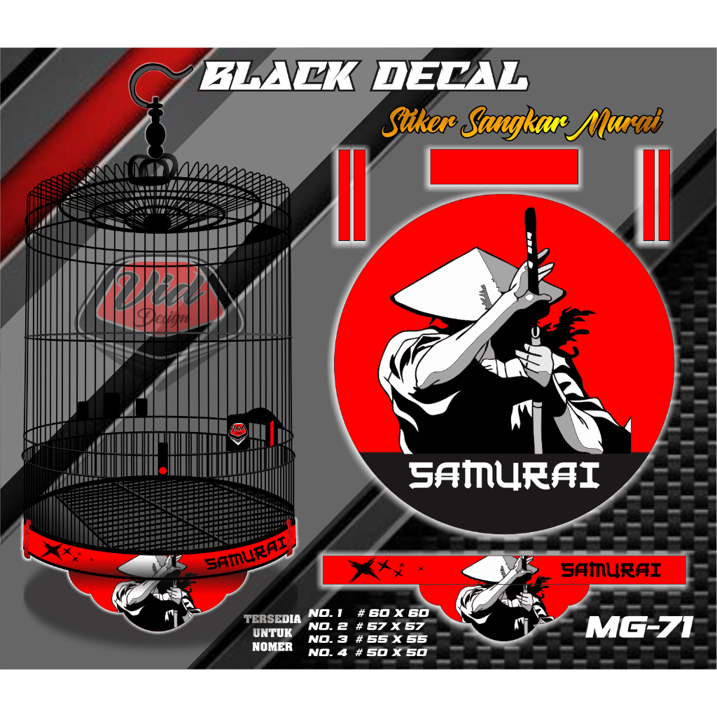 Sticker Sangkar Murai Bulat Motif Decal Sangkar Samurai kasa no 1 2 3 4