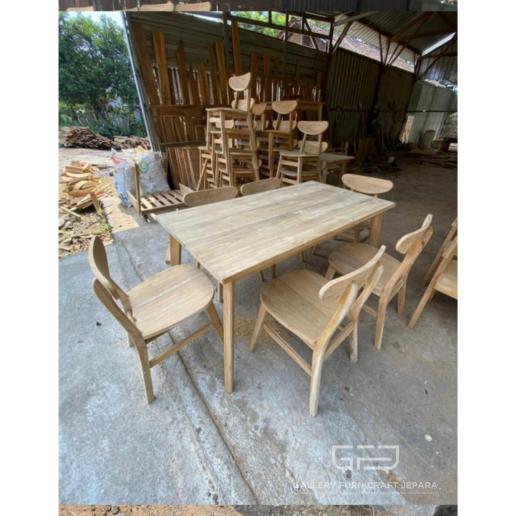 SKU177 Set Meja Makan Minimalis Kursi 6 Ropan