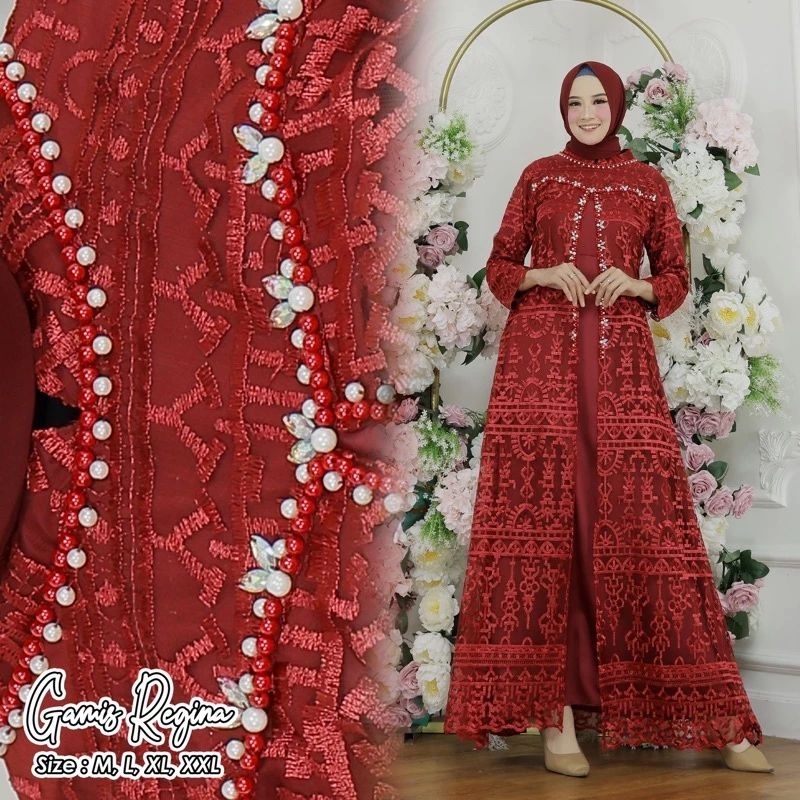 Gamis regina / gamis dress regina / gamis brukat kombinasi