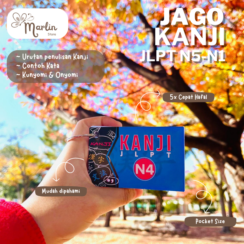 FLASHCARD KANJI JLPT N5 N4 N3 N2 N1 - KAMUS KANJI RSP FLASHCARD KARTU MENGHAFAL CEPAT BAHASA JEPANG