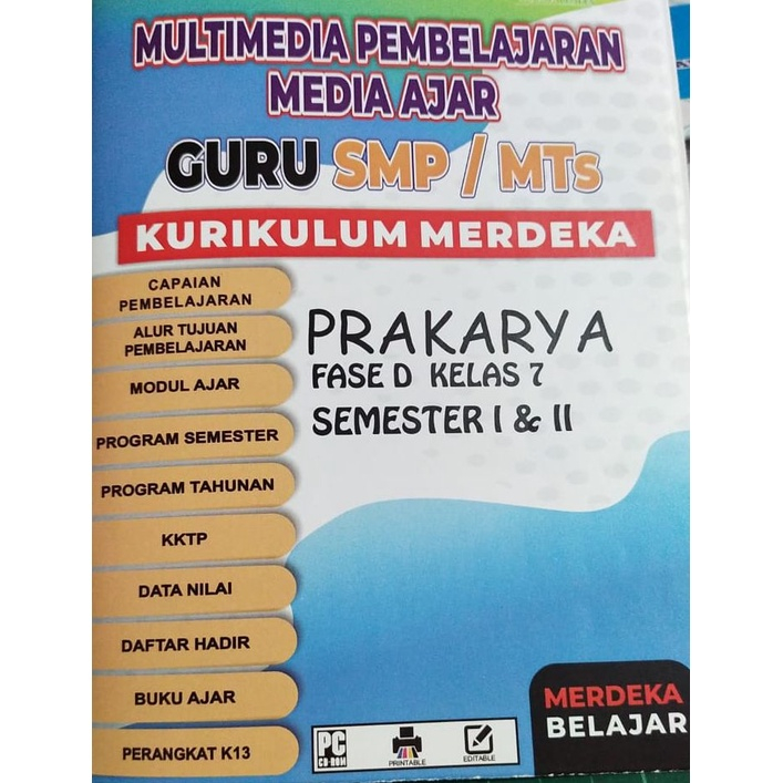 

CD MODUL AJAR KURIKULUM MERDEKA PRAKARYA FASE D KELAS VII & VIII SMP/ MTs Semester I & II