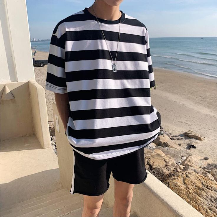 Kaos Stripe Pria Dewas Lengan Pendek/Kaos Salur Distro Lengan Pendek/Baju Kaos Salur Distro Kekinian