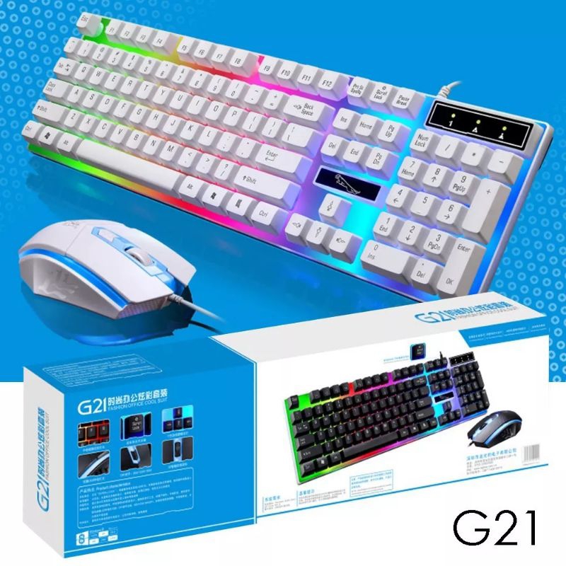 SH_27 Keyboard Mouse Gaming RGB G21B Combo LED Black Light