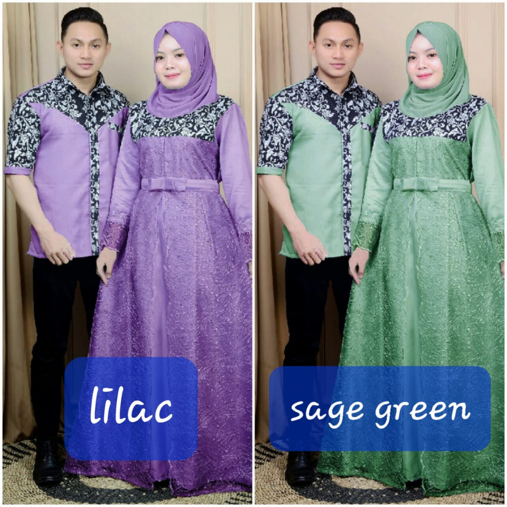 [jual satuan ya]couple keluarga gamis brukat akar tile mutiara warna lilac dan sage green