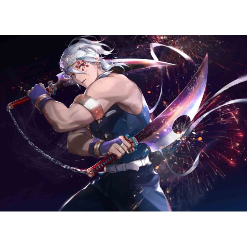 Replica katana kayu nichirin uzui tengen demon slayer