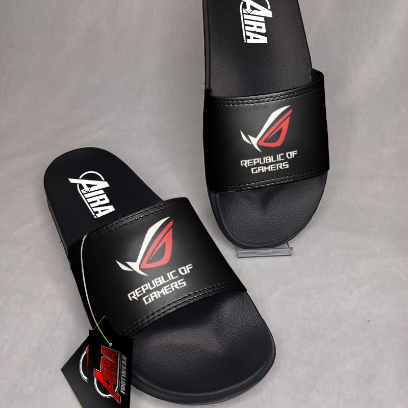 SANDAL SELOP GAMER ROG HITAM SENDAL NYAMAN DIPAKAI