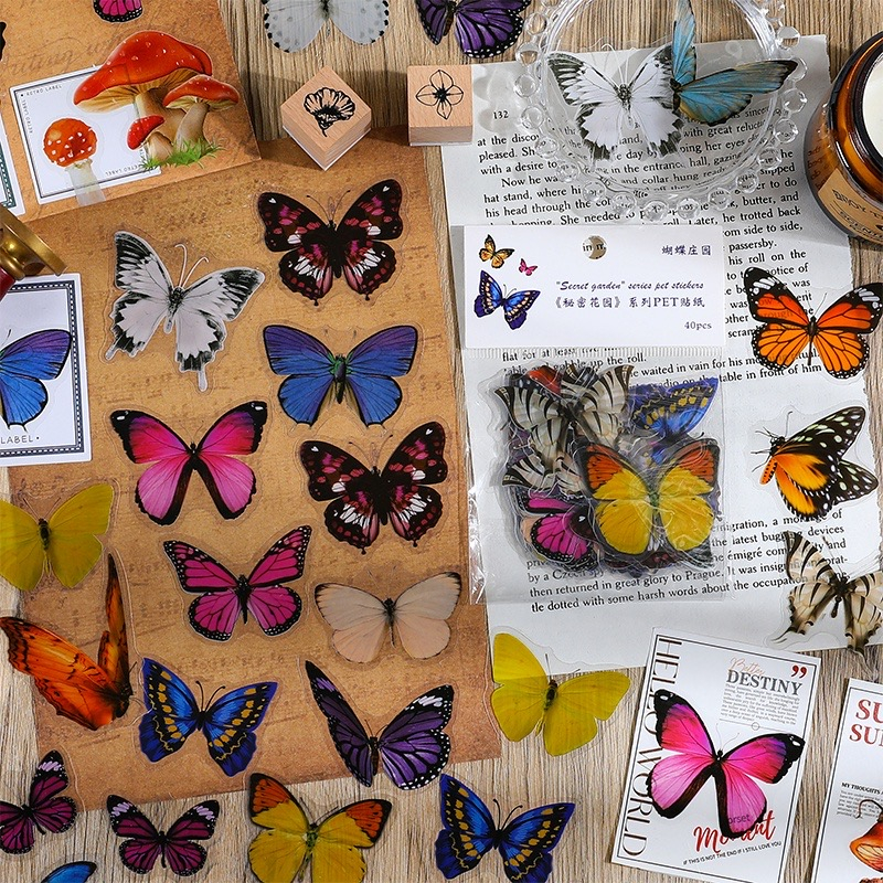 

5 pcs kupu-kupu / butterfly untuk dekorasi journal kit scrapbook bujo bullet journal