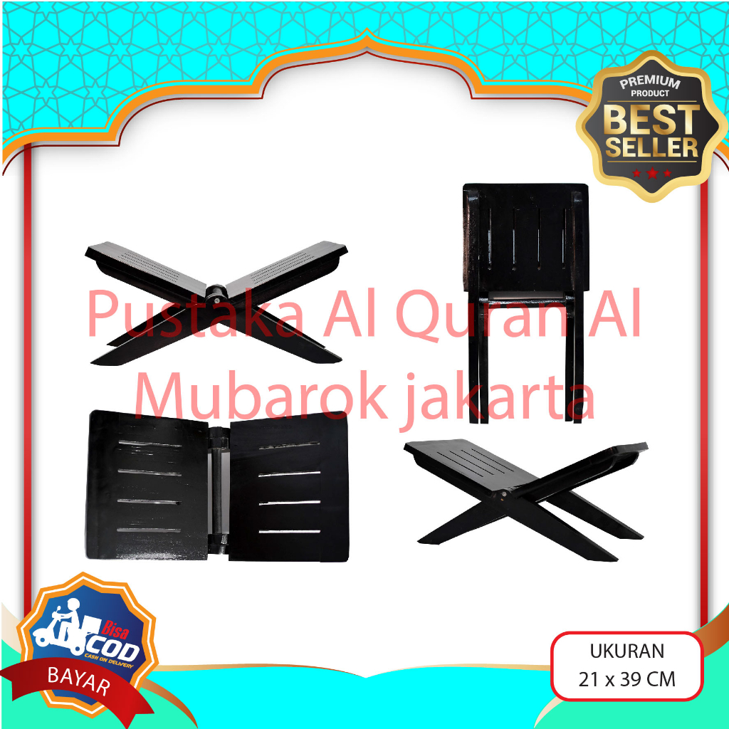 Meja Alquran Rehal Rekal Lipat Sedang Besar Ukir Cukit Ruji Asli P 39cm L 21cm Rekal Lipat Kayu Tada