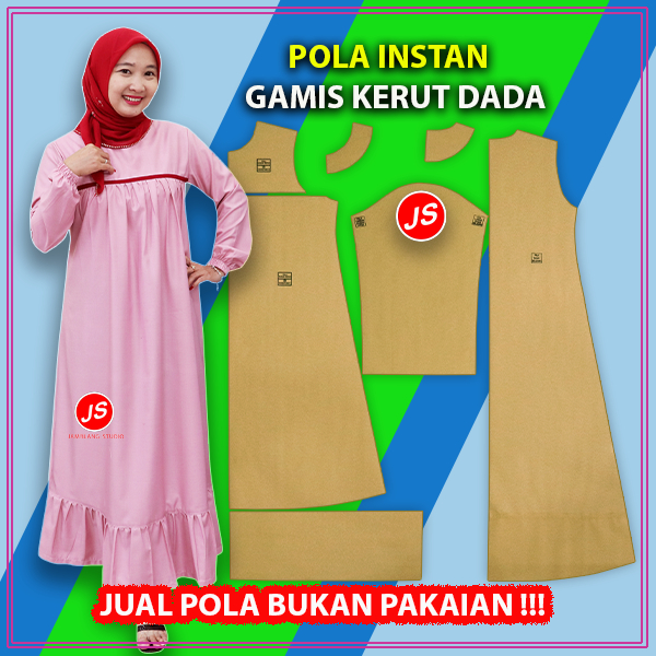 Pola Instan Gamis Kerut Dada | Rotsa.Id