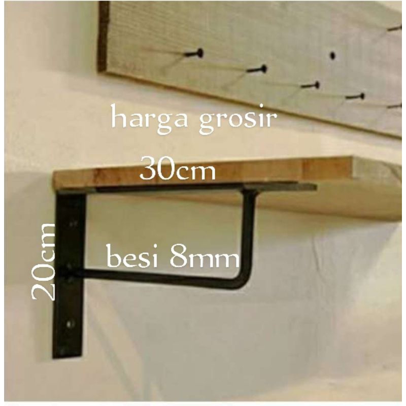 rak dinding/besi siku rak tempel dinding ukuran 20x30 (grosir)