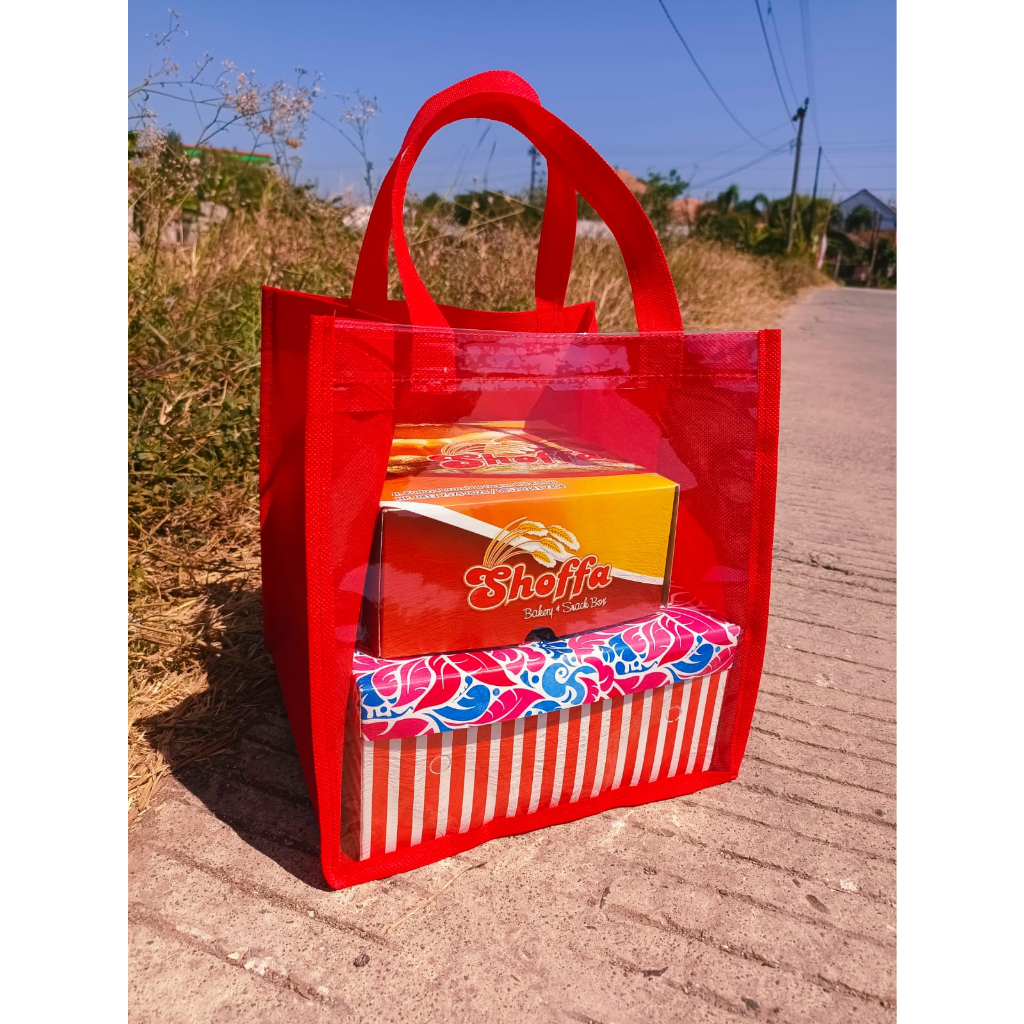 

Tas Hajatan Spunbond P23xL22xT25 Mika Bening Transparan Kotak Nasi